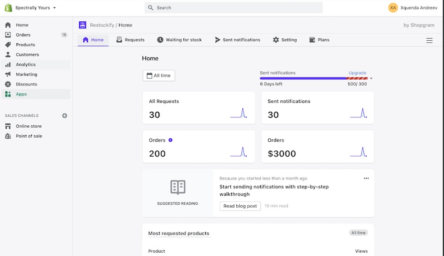 Restockify baack in stock screenshot